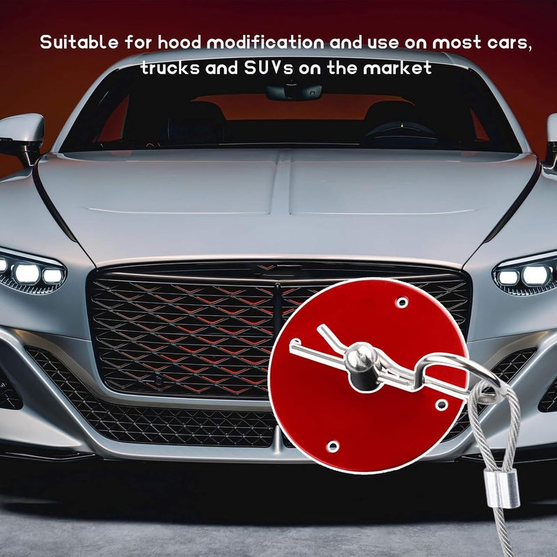 NYTKL 2 PCS Stainless Steel Car Hood Pins Kit, Quick Release Hood Cover Pin Lock Appearance Kit with Racing Lanyard, Universal Engine Bumper Bonnet Pin for Cars Trucks SUVs (Red) - Image 5